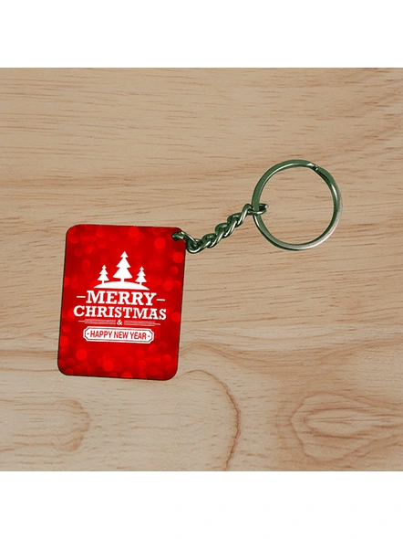 Happy New Year Merry Christmas Printed Small Rectangle Shape Keychain-3