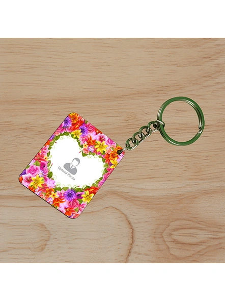 Flower Boundry Customised Small Rectangle Shape Keychain-SSRECTC0013A