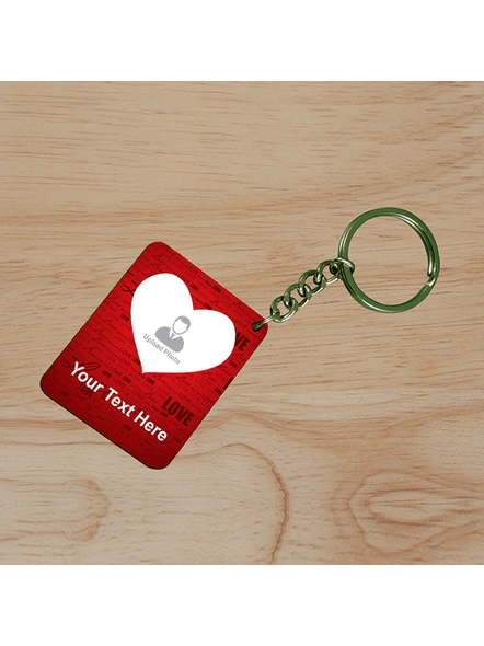 Love Printed Personalized Small Rectangle Shape Keychain-SSRECTC0014A