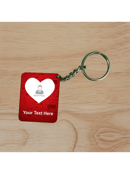 Love Printed Personalized Small Rectangle Shape Keychain-2