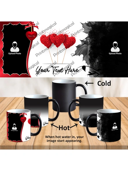 Flying Hearts Valentine Customized Black Magic Mug-1