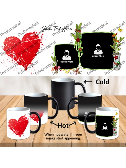 Hearts with Flower Personalized Black Magic Mugs-1