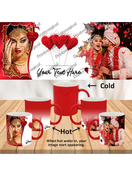 Flying Hearts Valentine Customized Red Magic Mug-MMR0003A