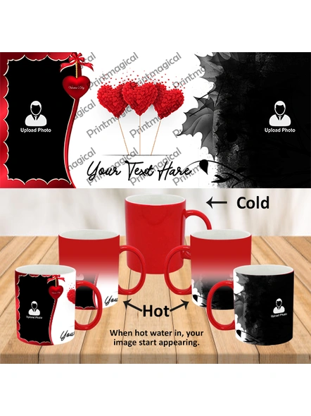Flying Hearts Valentine Customized Red Magic Mug-1