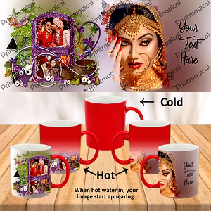 Beautiful Floral House Personalized 3 Photos Red Magic Mugs