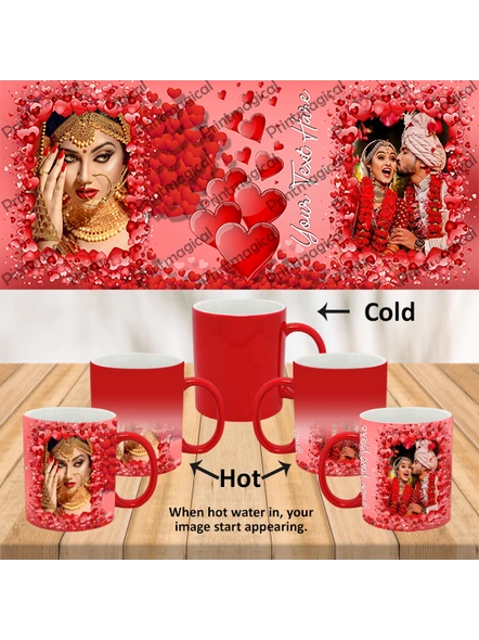 Valentine Hearts Pattern Elegant Looking Personalized Red Magic Mug-MMR0010A