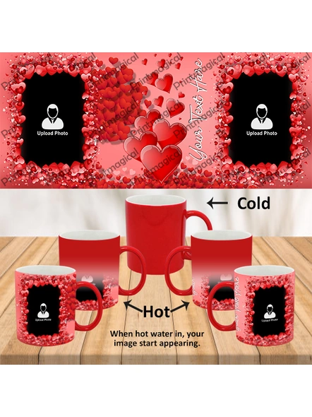 Valentine Hearts Pattern Elegant Looking Personalized Red Magic Mug-1