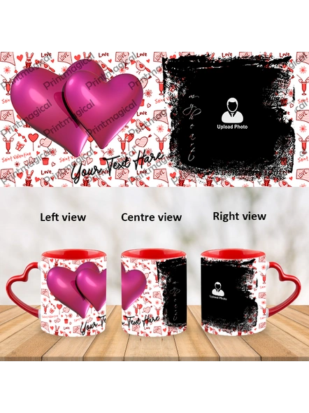 Love Pattern Purple Hearts Together Personalized Heart Handle Mugs-1