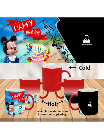 Birthday Cake with Micky Mouse Personalized Red Magic Mug-1