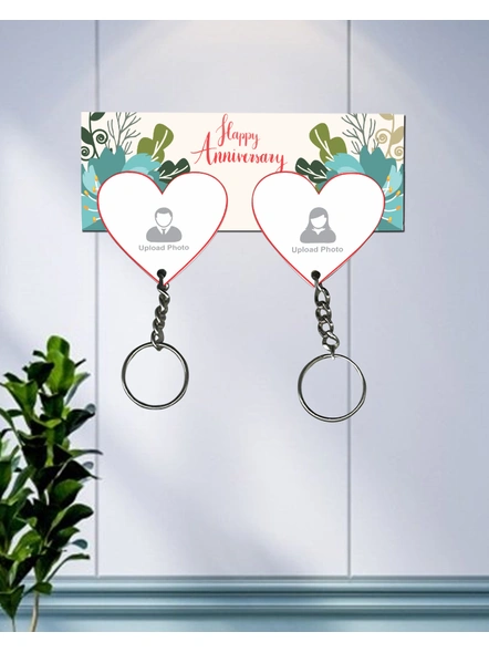 Happy Anniversary Personalized Hanging Hearts Keychain Holder-HKEYH0018A-26