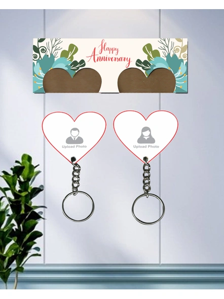 Happy Anniversary Personalized Hanging Hearts Keychain Holder-1