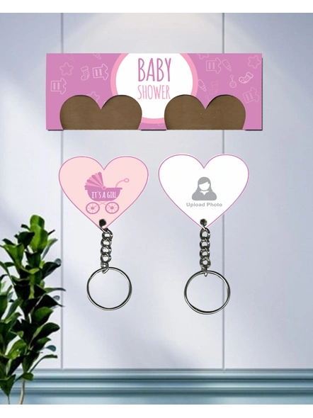 It's a Baby Girl Personalized Hanging Hearts Keychain Holder-1