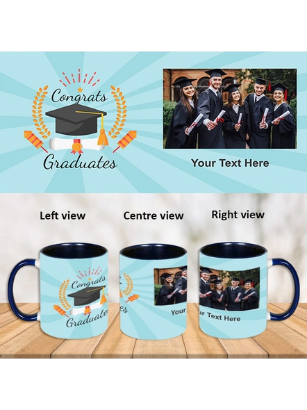 Congrats Graduates Blue Inner Colour Mug-Blue-1