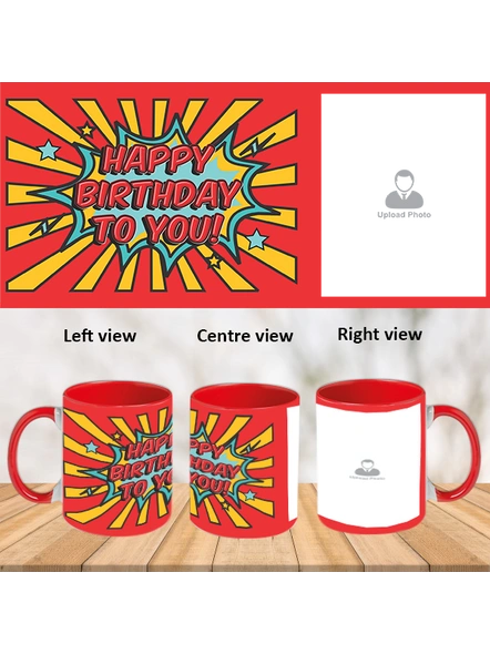 Red Rays Happy Birthday Red Inner Colour Mug-ICRM0002A-1