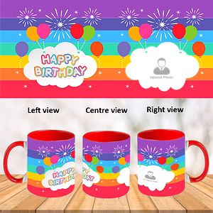 Birthday Balloons Red Inner Colour Mug
