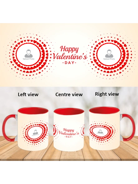 Circle Hearted Happy Valentine's Red Inner Color Mug-ICRM0005A-1