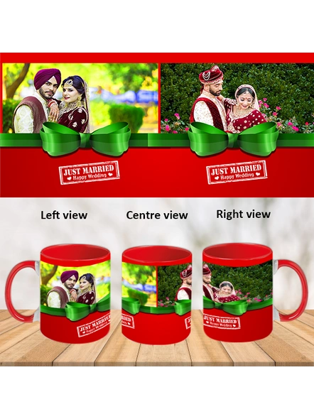 Just Married Inner Red Color Customized Mug-Red-1