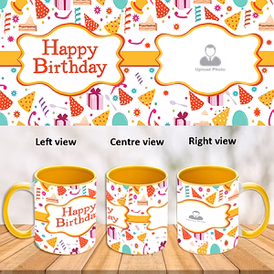 Birthday celebrations Yellow Inner Colour Mug