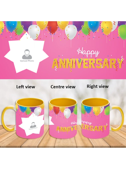 Colourful Baloons Happy Anniversary yellow Inner Colour Mug-ICYM0003A-1