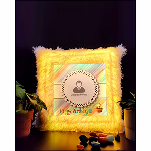 Personalized Happy Birthday with Cake LED cushion