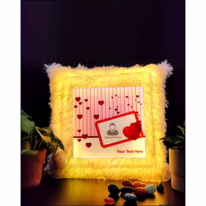 Personalized Loving Hearts LED Cushion