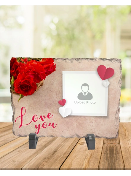 Love You Personalized with Rose Theme Rectangle Rock Stone-RCTFOTO0001A