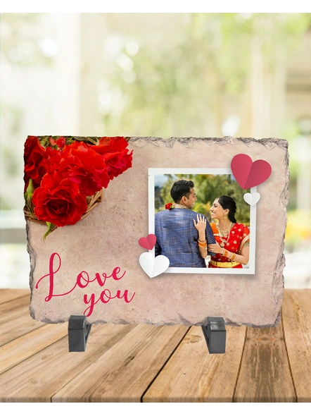 Love You Personalized with Rose Theme Rectangle Rock Stone-1