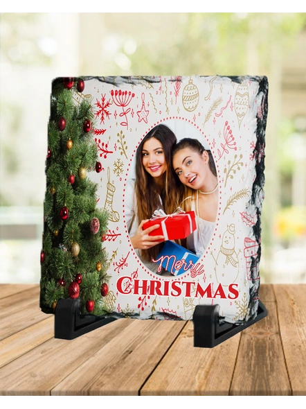 Personalized Christmas Tree Square Rock Stone-SQRFOTOR0007A