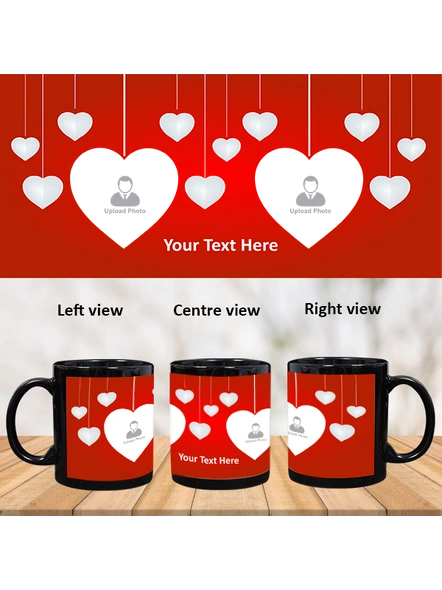 Multi Hanging Hearts Customized Black Patch Mug-PBM0005A