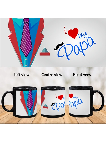 I Love you Papa Designer Quote Printed Black Patch Mug-PBM0020A