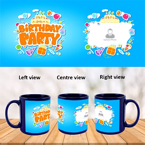 Birthday Party Customized Blue Patch Mug