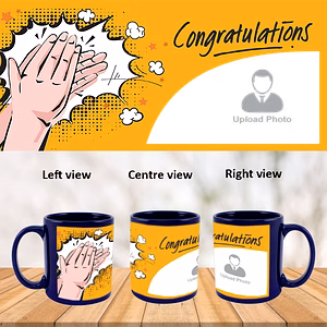 Clapping Congratulations Personalized Blue Patch Mug