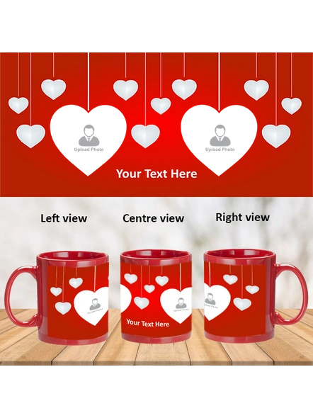 Multi Hanging Hearts Customized Red Patch Mug-PRM0004A