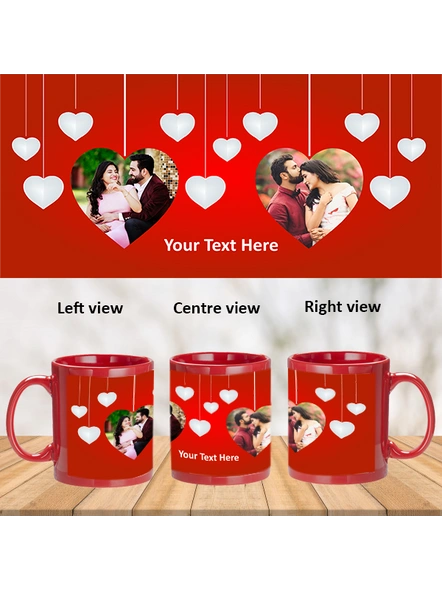 Multi Hanging Hearts Customized Red Patch Mug-1