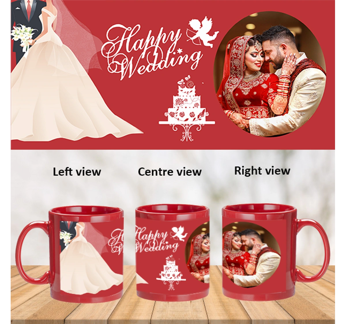 Wedding Cake Personalized Red Patch Mug Personalised Gifts, Customised  Gifts