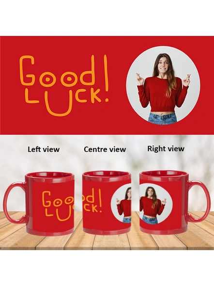 Good Luck Designer Personalized Red Patch Mug-1