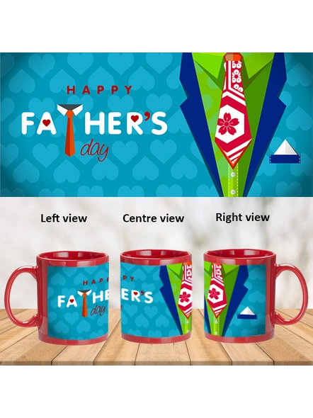 Happy Father's Day Designer Printed Red Patch Mug-PRM0020A