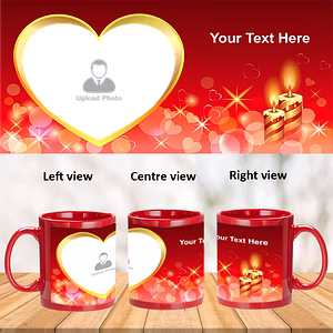 Candles Blowing Hearts Personalized Red Patch Mug