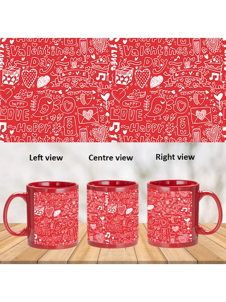 Super Hearts Typography Designer Red Patch Mug-PRM0024A