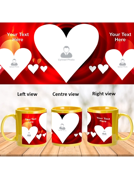 Multi Hearts Valentines Day Personalized Yellow Patch Mug