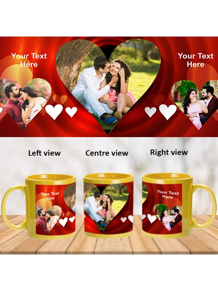 Multi Hearts Valentines Day Personalized Yellow Patch Mug-1