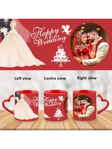 Couple wedding cake Heart Handle Mug-Red Inner &amp; Handle-1