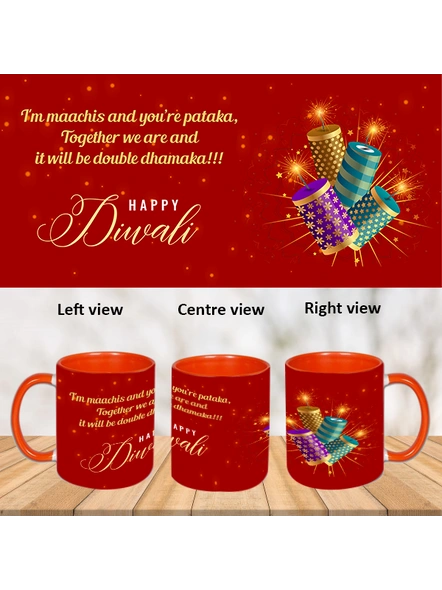Happy Diwali Crackers Inner Color Orange Mug-ICOM0019A