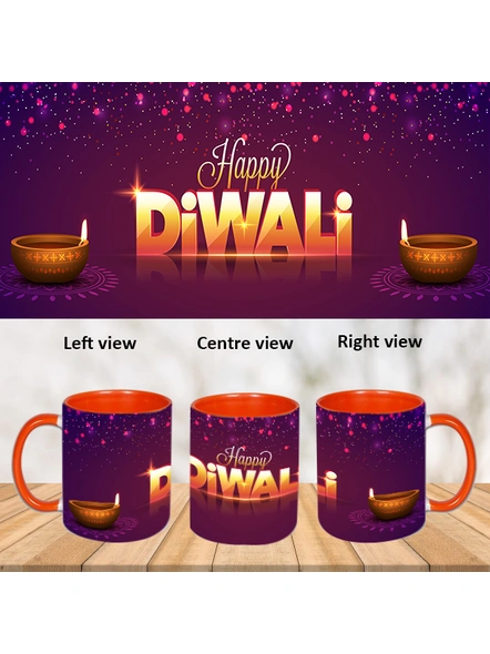 Happy Diwali Wish Inner Color Orange Mug-ICOM0022A