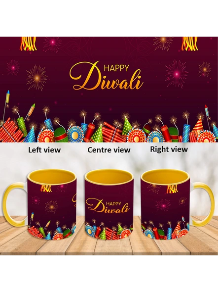 Happy Diwali Crackers Blasting Inner Color Yellow Mug-ICYM0028A