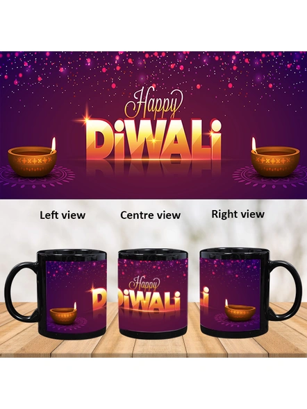 Happy Diwali Wish Black Patch Mug-PBM0048A