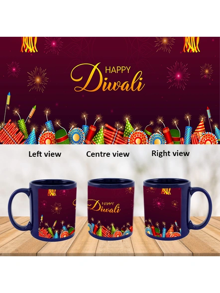 Happy Diwali Crackers Blasting Blue Patch Mug-PBLM0034A