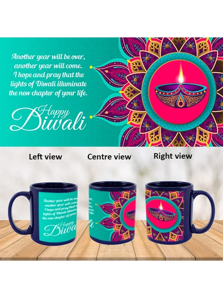 Diwali Designer Theme Blue Patch Mug-PBLM0038A