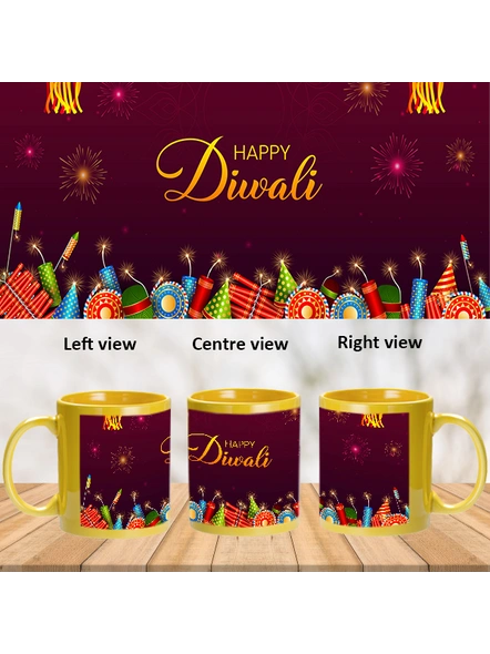Happy Diwali Crackers Blasting Yellow Patch Mug-PYM0032A