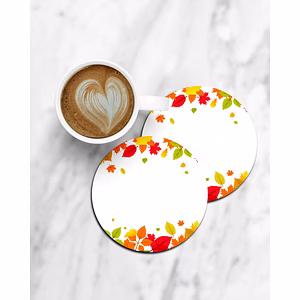 Colorful Leaves Patterns Printed Round Coaster